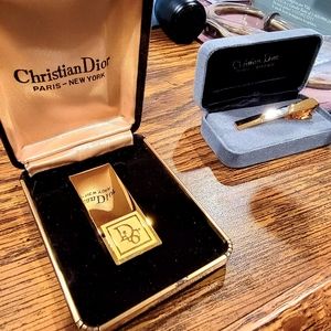 Vintage rare Christian Dior Gold Plated money clip /Rare Christian Dior Tie clip